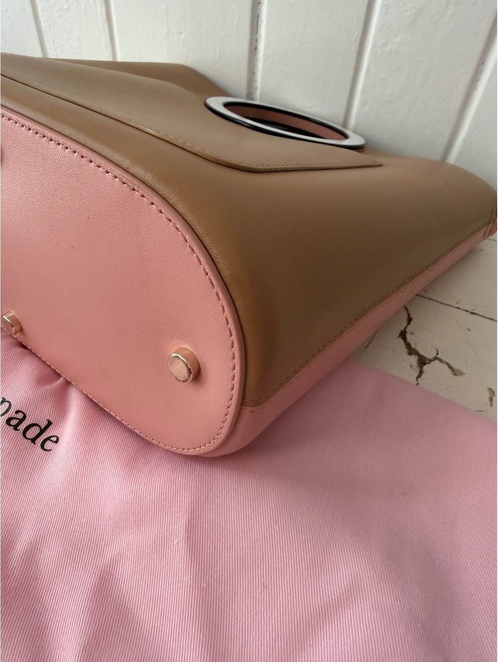 Kate Spade New York Two-Tone Leather Bucket Bag with Detachable Strap and Dust P - Picture 5 of 8